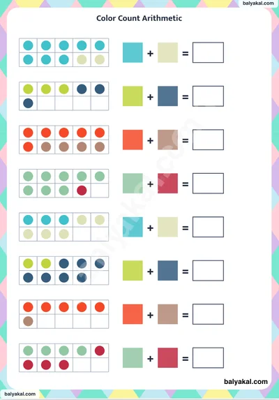 Color count arithmetic page 3 - Printable worksheet preview