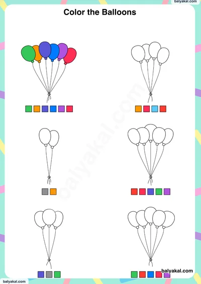 Coloring ballons page 3 - Printable worksheet preview