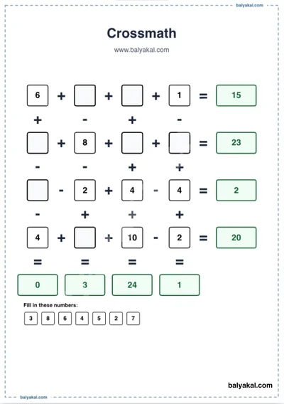 Cross-Math Logic Puzzles page 2 - Printable worksheet preview