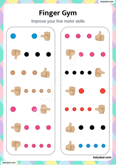 Brain gym - Finger Gym 1 page 3 - Printable worksheet preview