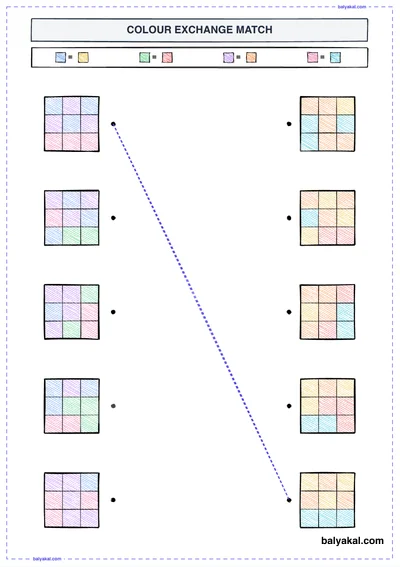 Color Exchange Matching page 2 - Printable worksheet preview