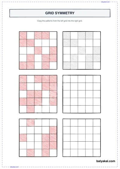 Grid Symmetry Drawing page 3 - Printable worksheet preview