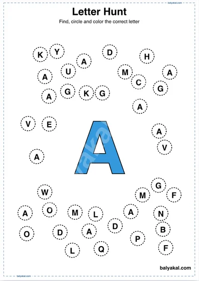 Letter hunt - Printable worksheet preview