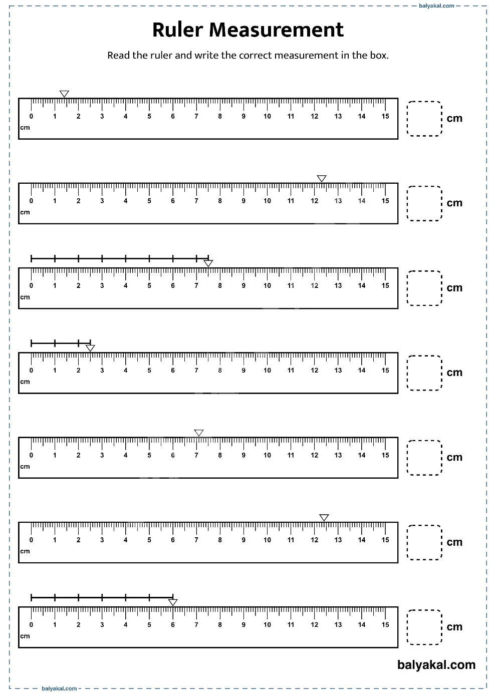 Measure with a Ruler page 2 - Printable worksheet preview